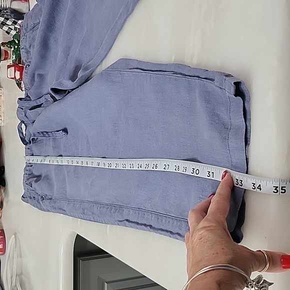 PUREJILL 100% LINEN PANTS SIZE LARGE PETITE BLUE COLOR - Picture 6 of 11